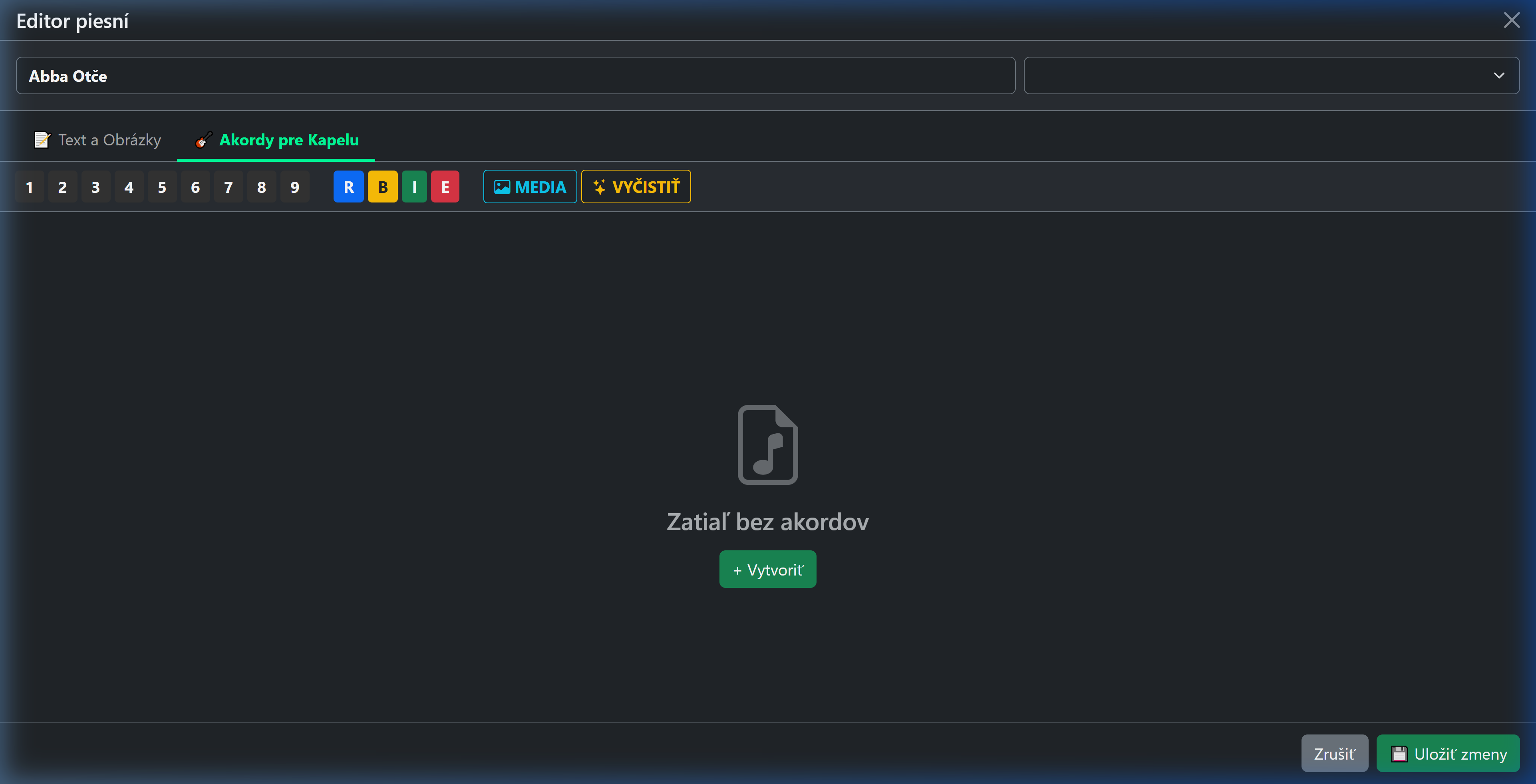 Song Editor - Chords Tab
